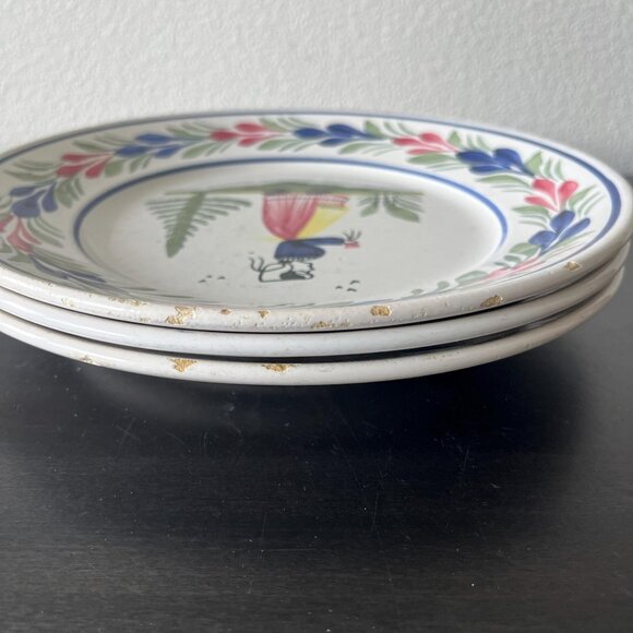 HB Quimper Handpainted Plates // Set of 3 // Breton Woman - Picture 5 of 8